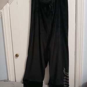 Juicy Couture Black Velour Pajama Set with Silver Detailing